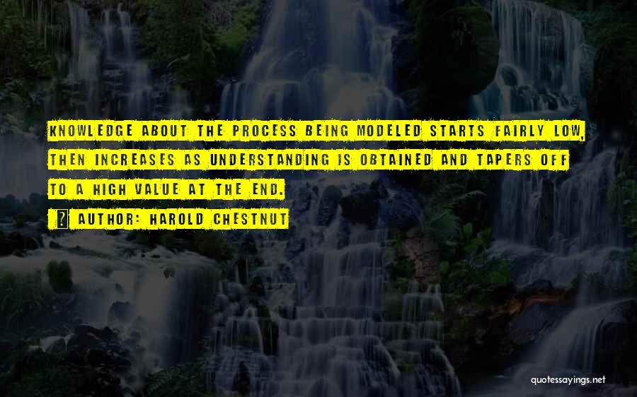 Harold Chestnut Quotes: Knowledge About The Process Being Modeled Starts Fairly Low, Then Increases As Understanding Is Obtained And Tapers Off To A