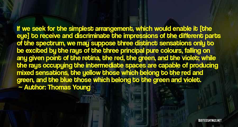 Thomas Young Quotes: If We Seek For The Simplest Arrangement, Which Would Enable It [the Eye] To Receive And Discriminate The Impressions Of