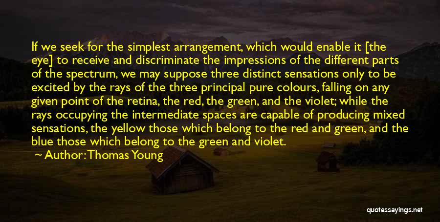 Thomas Young Quotes: If We Seek For The Simplest Arrangement, Which Would Enable It [the Eye] To Receive And Discriminate The Impressions Of