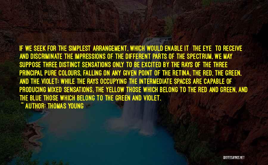 Thomas Young Quotes: If We Seek For The Simplest Arrangement, Which Would Enable It [the Eye] To Receive And Discriminate The Impressions Of