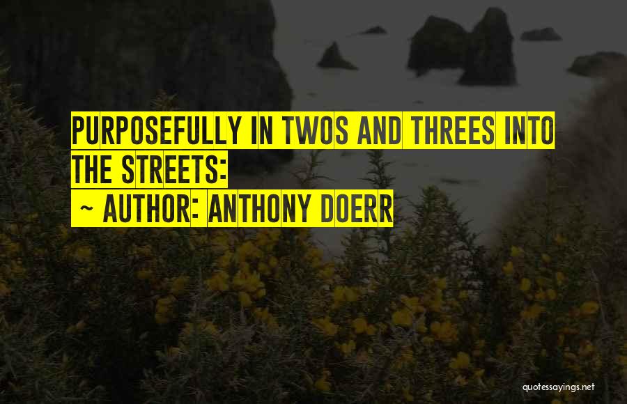 Anthony Doerr Quotes: Purposefully In Twos And Threes Into The Streets: