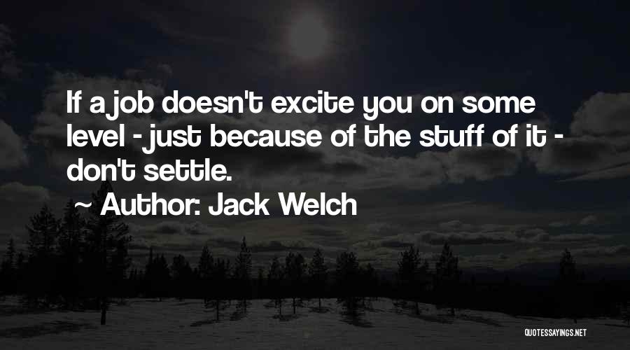 Jack Welch Quotes: If A Job Doesn't Excite You On Some Level - Just Because Of The Stuff Of It - Don't Settle.