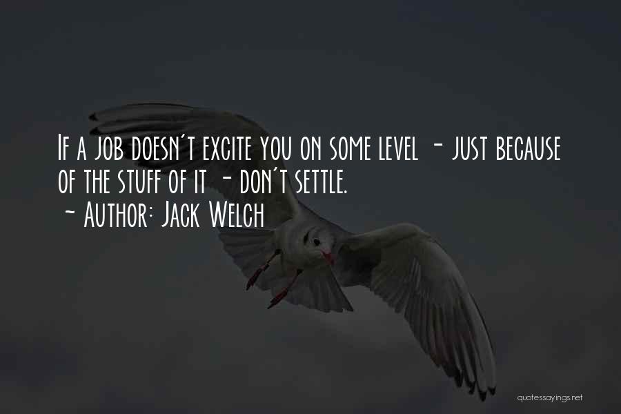 Jack Welch Quotes: If A Job Doesn't Excite You On Some Level - Just Because Of The Stuff Of It - Don't Settle.