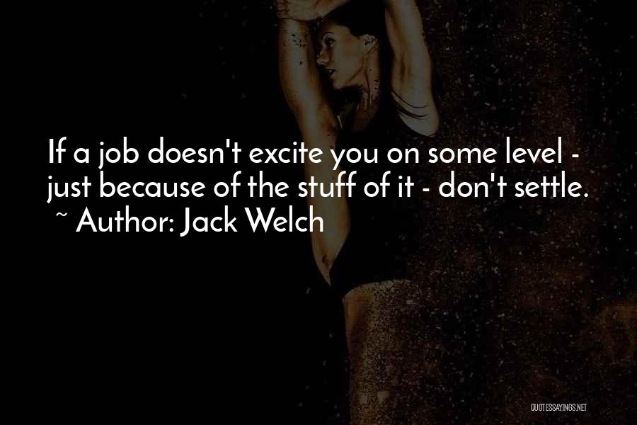 Jack Welch Quotes: If A Job Doesn't Excite You On Some Level - Just Because Of The Stuff Of It - Don't Settle.