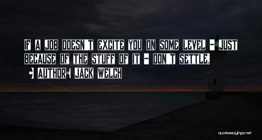 Jack Welch Quotes: If A Job Doesn't Excite You On Some Level - Just Because Of The Stuff Of It - Don't Settle.