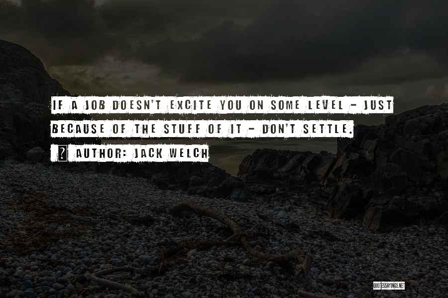 Jack Welch Quotes: If A Job Doesn't Excite You On Some Level - Just Because Of The Stuff Of It - Don't Settle.