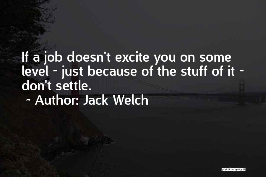 Jack Welch Quotes: If A Job Doesn't Excite You On Some Level - Just Because Of The Stuff Of It - Don't Settle.