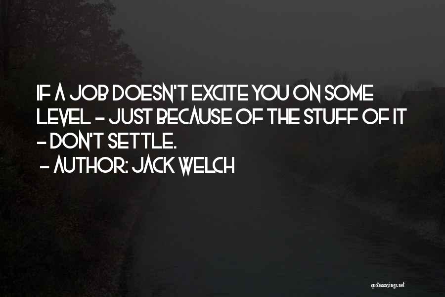 Jack Welch Quotes: If A Job Doesn't Excite You On Some Level - Just Because Of The Stuff Of It - Don't Settle.