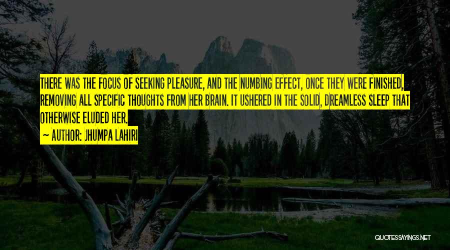 Jhumpa Lahiri Quotes: There Was The Focus Of Seeking Pleasure, And The Numbing Effect, Once They Were Finished, Removing All Specific Thoughts From