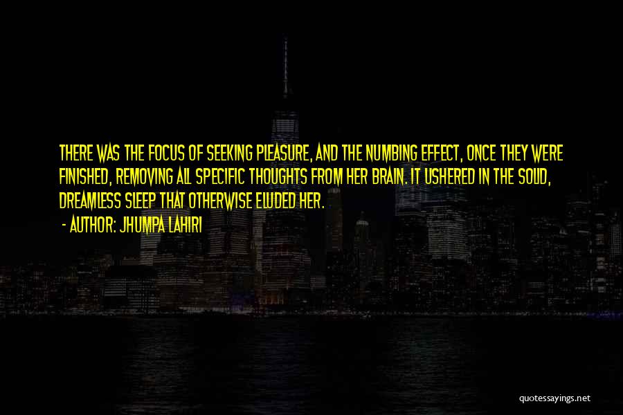 Jhumpa Lahiri Quotes: There Was The Focus Of Seeking Pleasure, And The Numbing Effect, Once They Were Finished, Removing All Specific Thoughts From