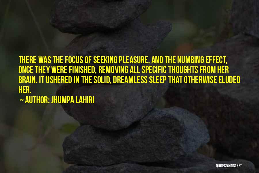 Jhumpa Lahiri Quotes: There Was The Focus Of Seeking Pleasure, And The Numbing Effect, Once They Were Finished, Removing All Specific Thoughts From