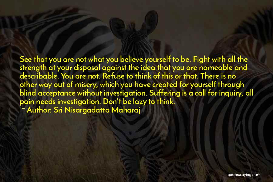 Sri Nisargadatta Maharaj Quotes: See That You Are Not What You Believe Yourself To Be. Fight With All The Strength At Your Disposal Against