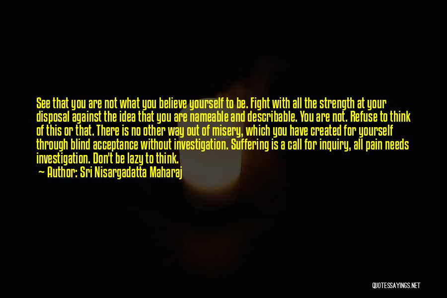 Sri Nisargadatta Maharaj Quotes: See That You Are Not What You Believe Yourself To Be. Fight With All The Strength At Your Disposal Against