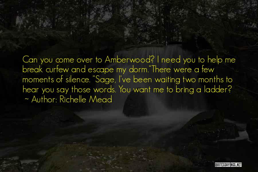 Richelle Mead Quotes: Can You Come Over To Amberwood? I Need You To Help Me Break Curfew And Escape My Dorm.there Were A