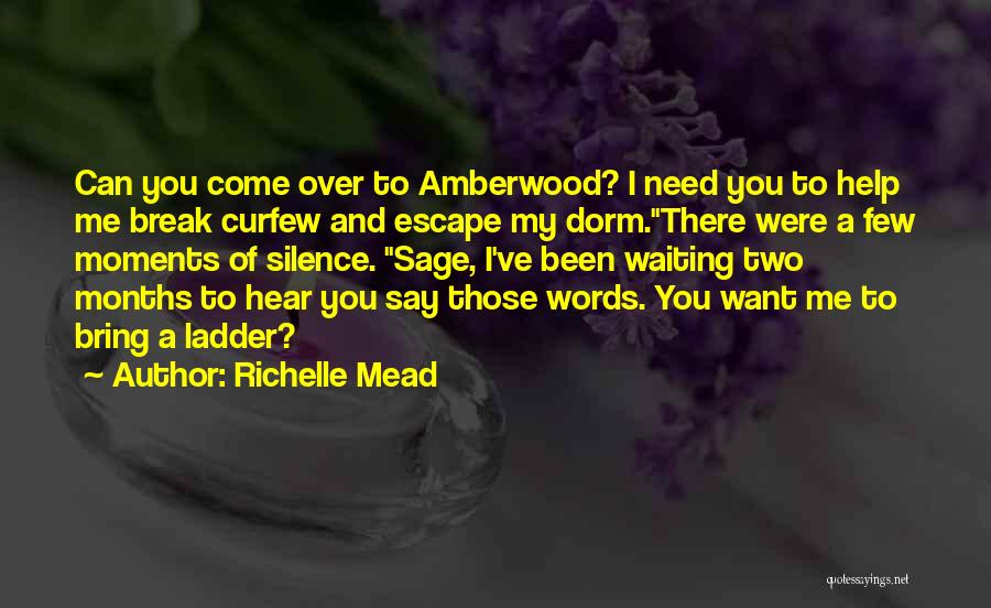 Richelle Mead Quotes: Can You Come Over To Amberwood? I Need You To Help Me Break Curfew And Escape My Dorm.there Were A