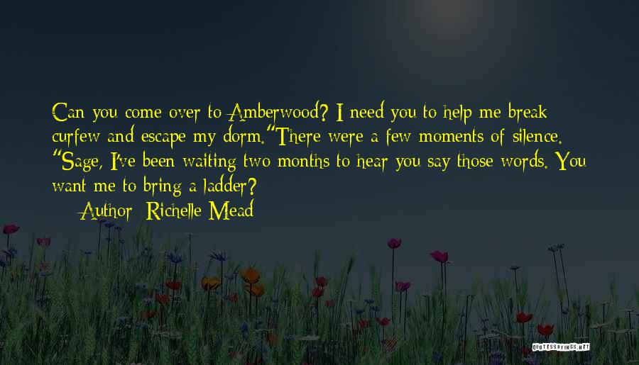 Richelle Mead Quotes: Can You Come Over To Amberwood? I Need You To Help Me Break Curfew And Escape My Dorm.there Were A