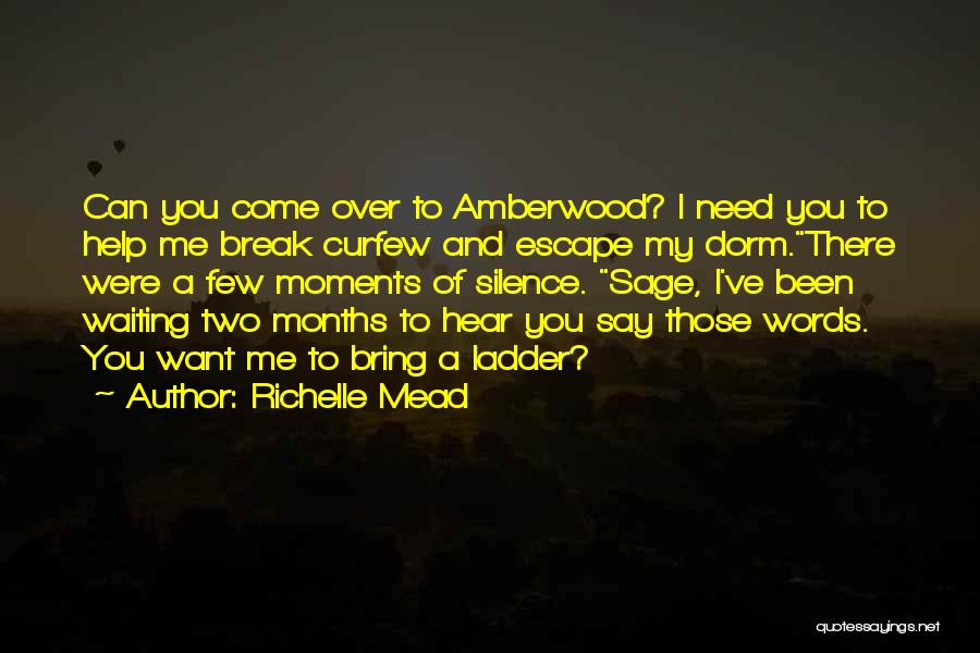 Richelle Mead Quotes: Can You Come Over To Amberwood? I Need You To Help Me Break Curfew And Escape My Dorm.there Were A