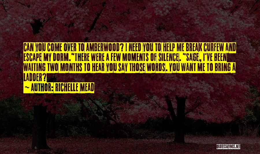 Richelle Mead Quotes: Can You Come Over To Amberwood? I Need You To Help Me Break Curfew And Escape My Dorm.there Were A