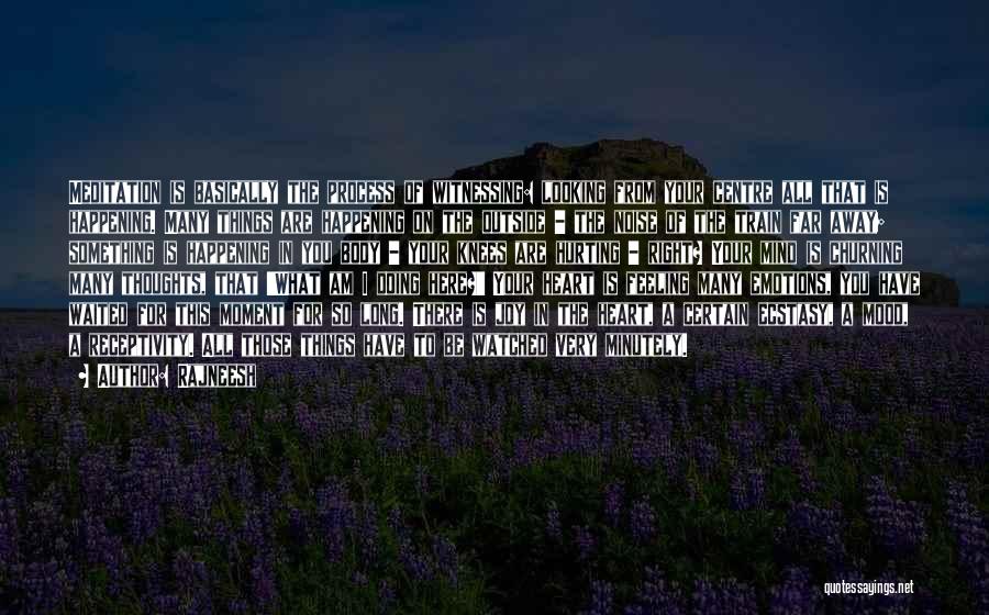 Rajneesh Quotes: Meditation Is Basically The Process Of Witnessing: Looking From Your Centre All That Is Happening. Many Things Are Happening On