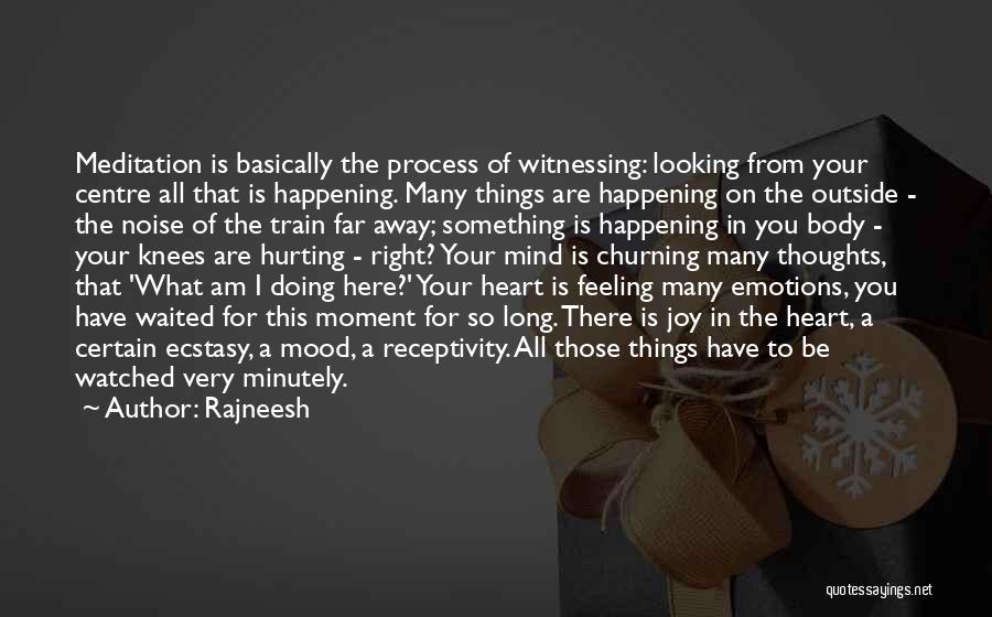 Rajneesh Quotes: Meditation Is Basically The Process Of Witnessing: Looking From Your Centre All That Is Happening. Many Things Are Happening On