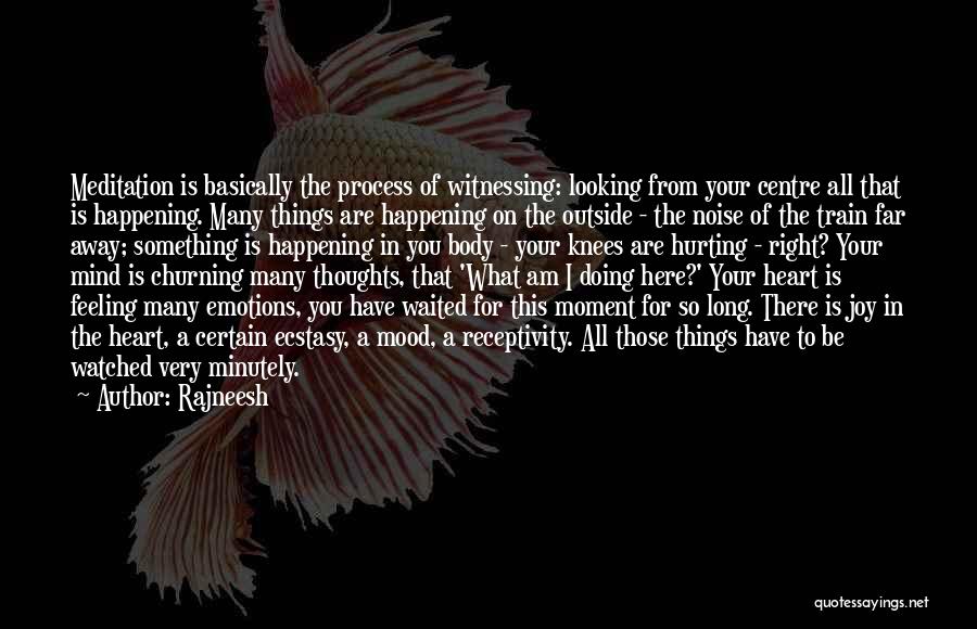 Rajneesh Quotes: Meditation Is Basically The Process Of Witnessing: Looking From Your Centre All That Is Happening. Many Things Are Happening On