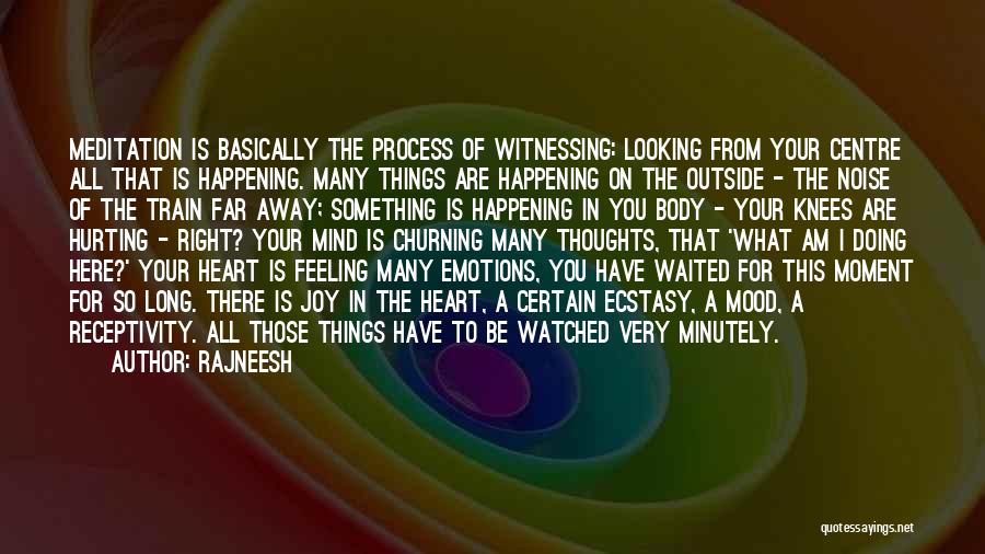 Rajneesh Quotes: Meditation Is Basically The Process Of Witnessing: Looking From Your Centre All That Is Happening. Many Things Are Happening On