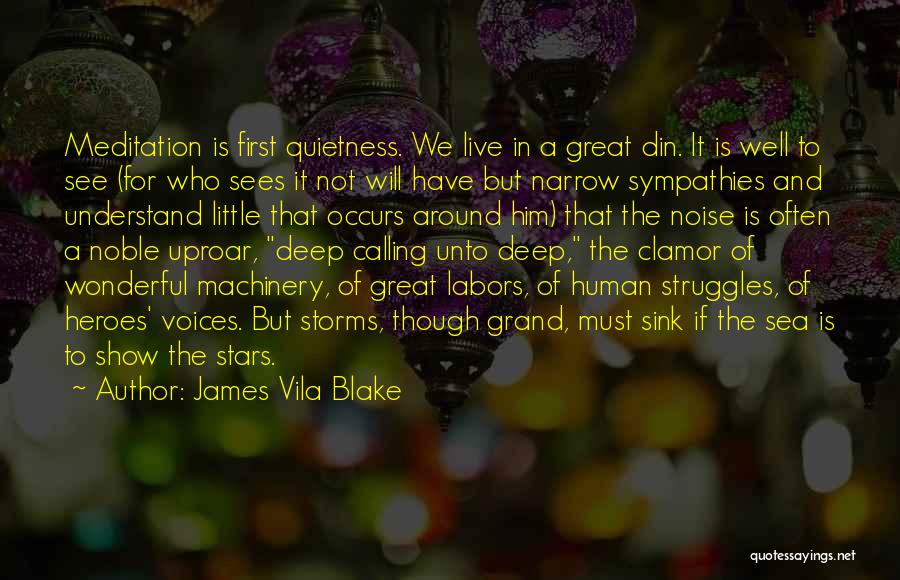 James Vila Blake Quotes: Meditation Is First Quietness. We Live In A Great Din. It Is Well To See (for Who Sees It Not