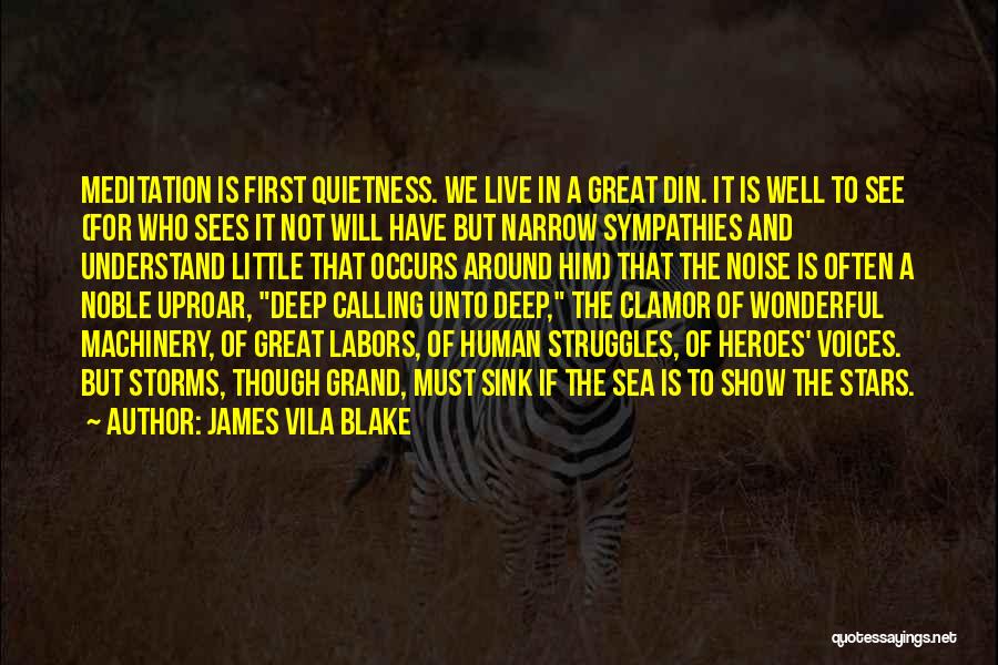 James Vila Blake Quotes: Meditation Is First Quietness. We Live In A Great Din. It Is Well To See (for Who Sees It Not