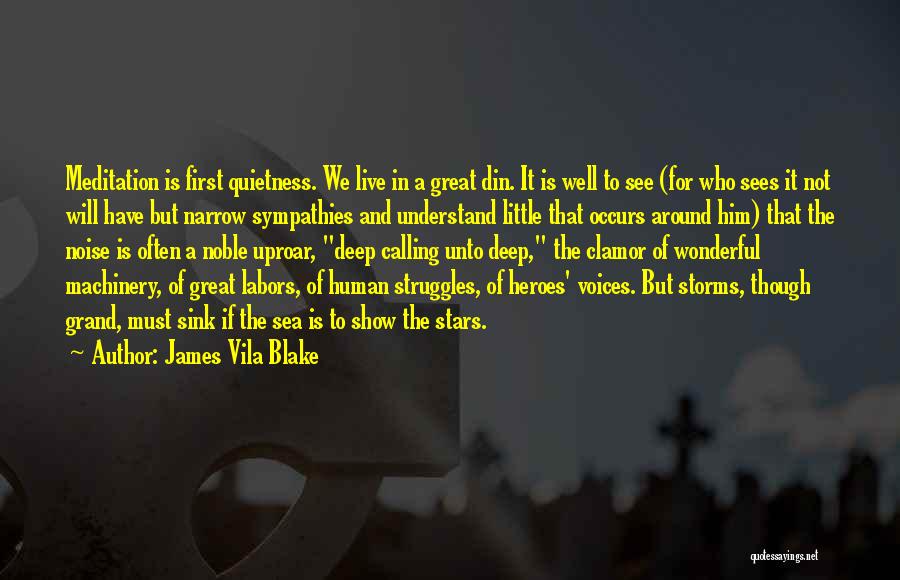 James Vila Blake Quotes: Meditation Is First Quietness. We Live In A Great Din. It Is Well To See (for Who Sees It Not