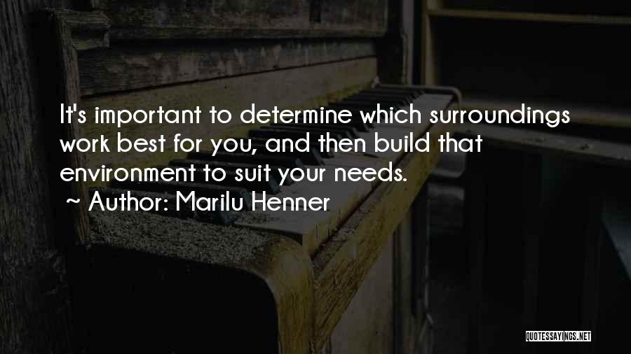 Marilu Henner Quotes: It's Important To Determine Which Surroundings Work Best For You, And Then Build That Environment To Suit Your Needs.