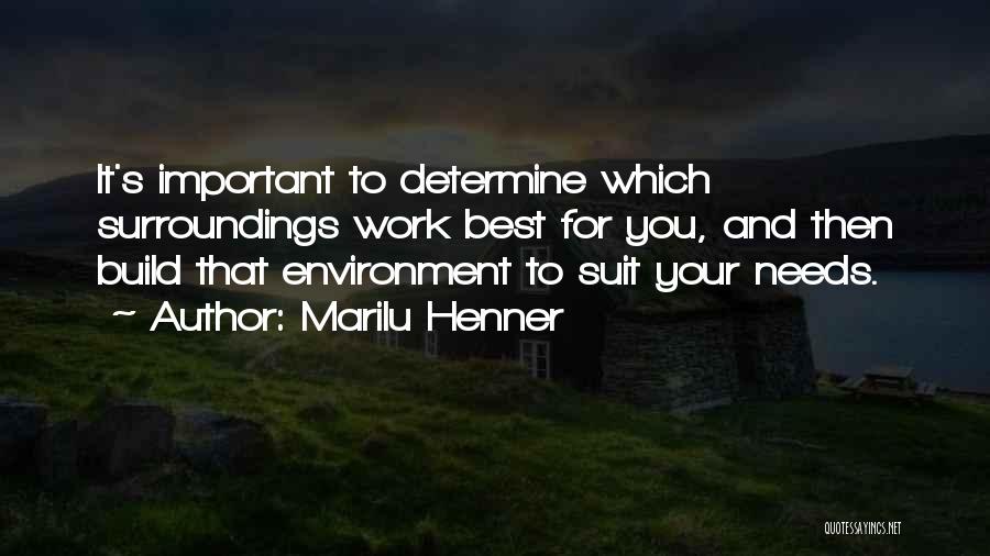 Marilu Henner Quotes: It's Important To Determine Which Surroundings Work Best For You, And Then Build That Environment To Suit Your Needs.
