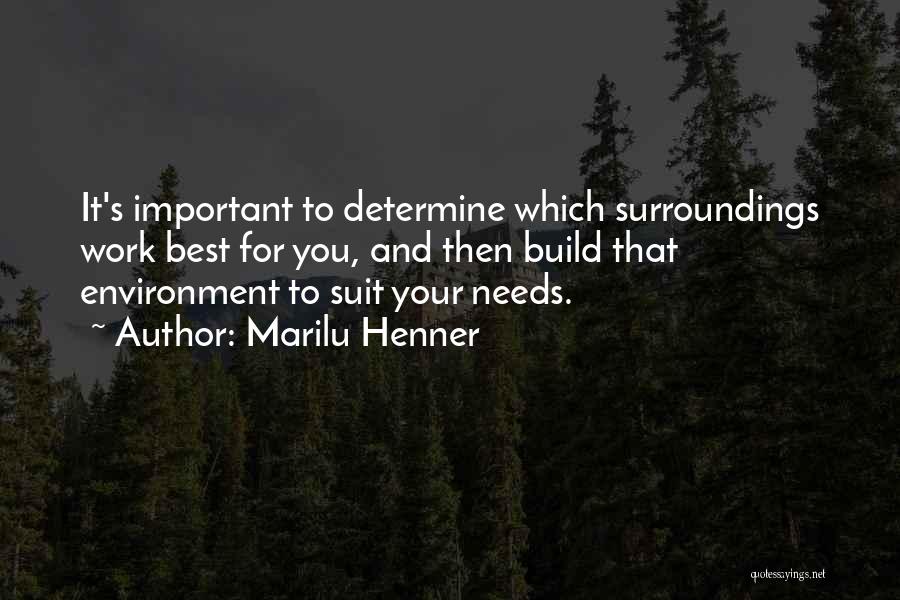 Marilu Henner Quotes: It's Important To Determine Which Surroundings Work Best For You, And Then Build That Environment To Suit Your Needs.