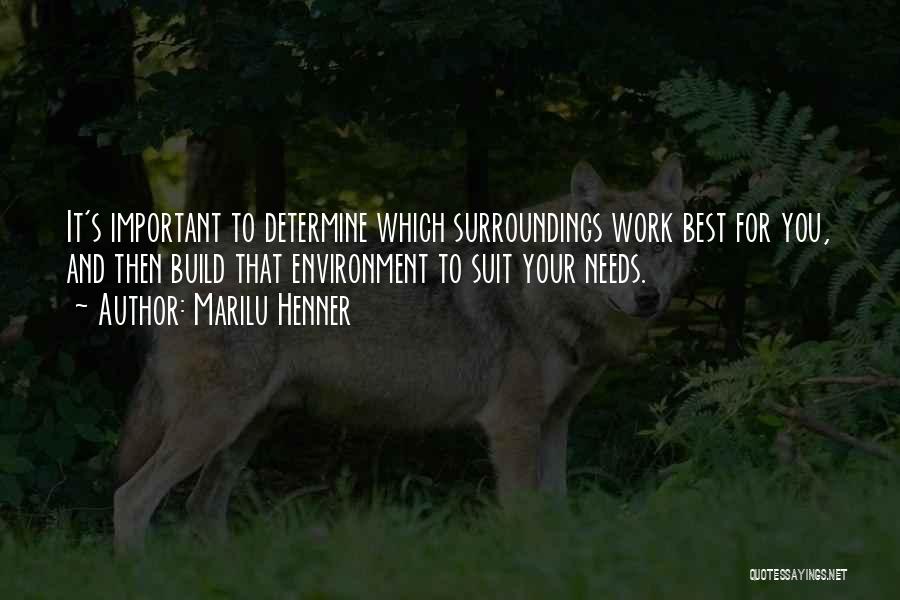Marilu Henner Quotes: It's Important To Determine Which Surroundings Work Best For You, And Then Build That Environment To Suit Your Needs.