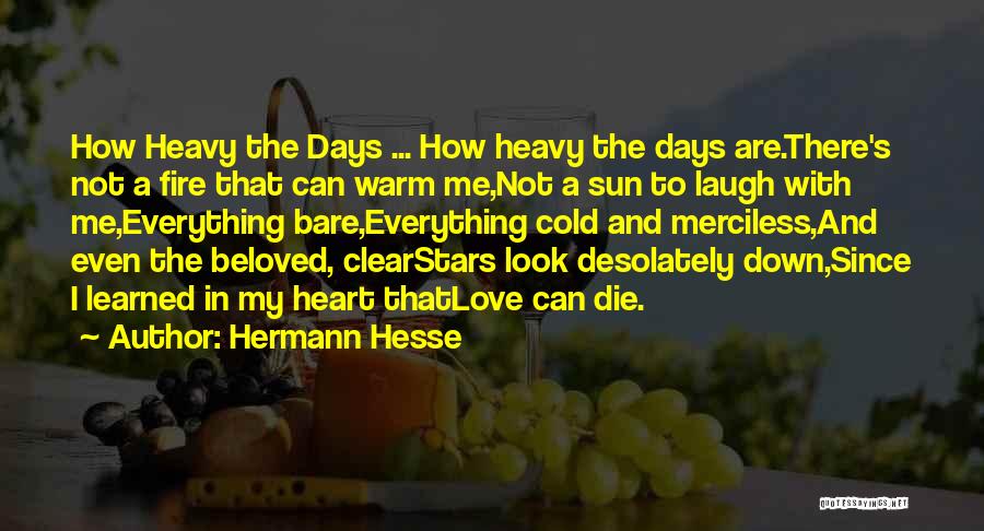 Hermann Hesse Quotes: How Heavy The Days ... How Heavy The Days Are.there's Not A Fire That Can Warm Me,not A Sun To