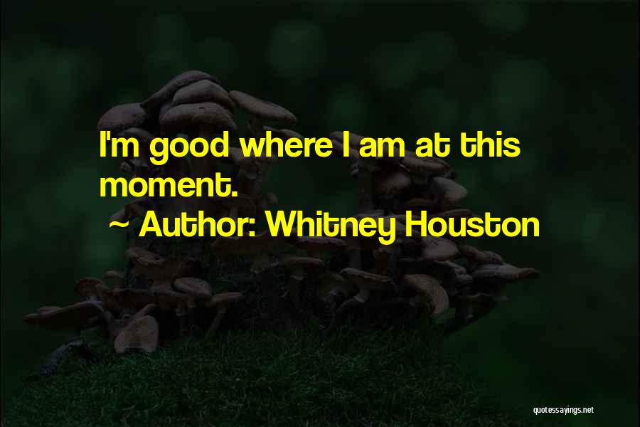 Whitney Houston Quotes: I'm Good Where I Am At This Moment.