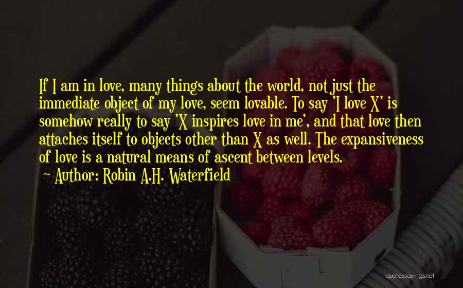 Robin A.H. Waterfield Quotes: If I Am In Love, Many Things About The World, Not Just The Immediate Object Of My Love, Seem Lovable.