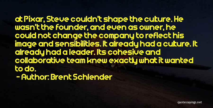 Brent Schlender Quotes: At Pixar, Steve Couldn't Shape The Culture. He Wasn't The Founder, And Even As Owner, He Could Not Change The