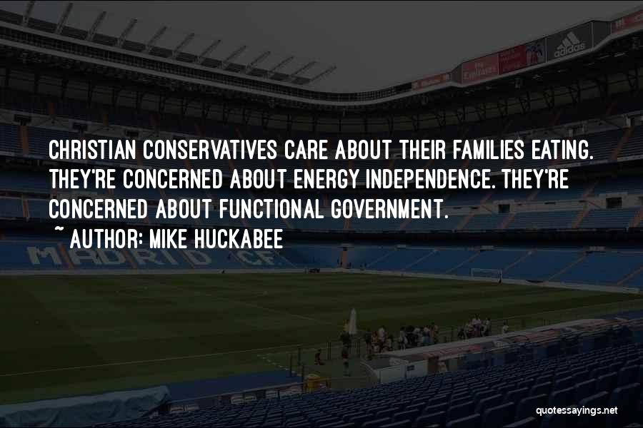 Mike Huckabee Quotes: Christian Conservatives Care About Their Families Eating. They're Concerned About Energy Independence. They're Concerned About Functional Government.