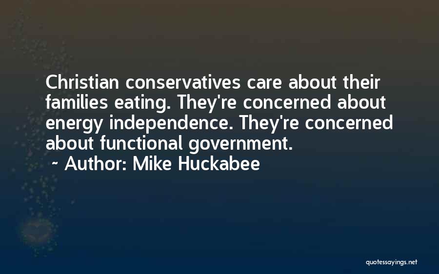 Mike Huckabee Quotes: Christian Conservatives Care About Their Families Eating. They're Concerned About Energy Independence. They're Concerned About Functional Government.