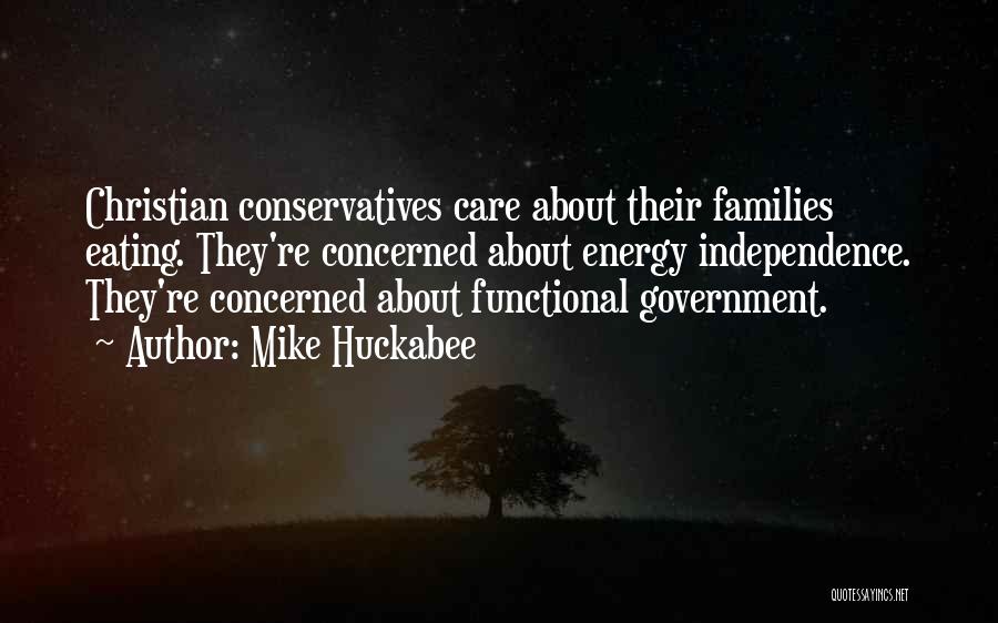 Mike Huckabee Quotes: Christian Conservatives Care About Their Families Eating. They're Concerned About Energy Independence. They're Concerned About Functional Government.