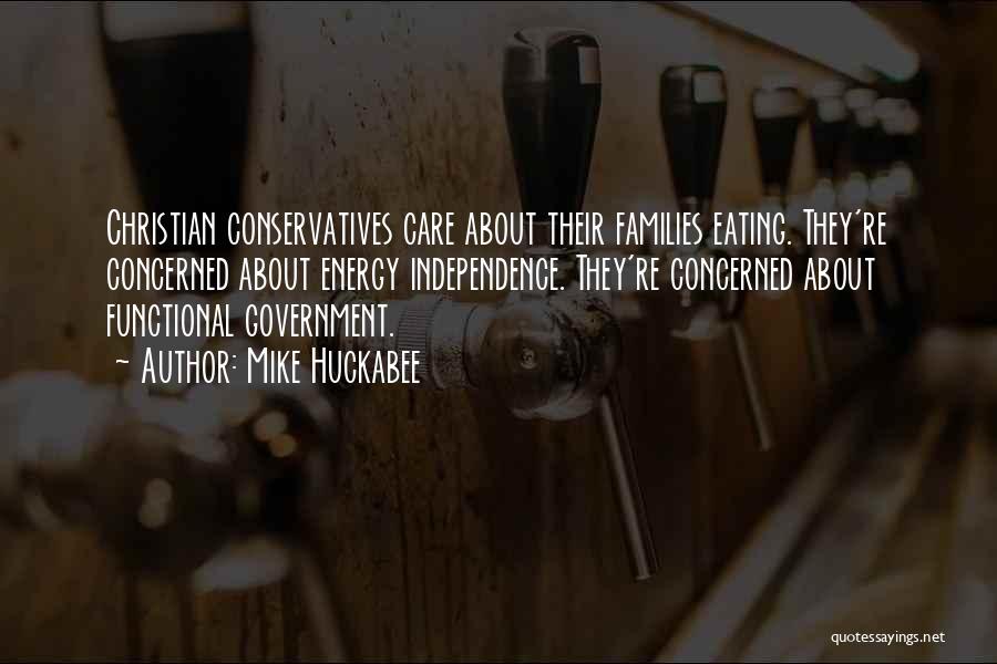 Mike Huckabee Quotes: Christian Conservatives Care About Their Families Eating. They're Concerned About Energy Independence. They're Concerned About Functional Government.