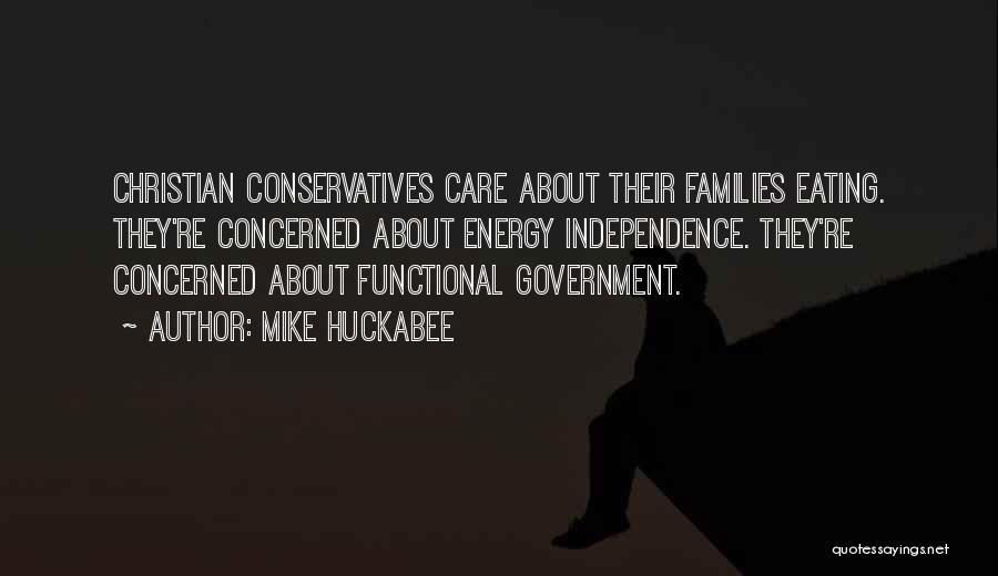 Mike Huckabee Quotes: Christian Conservatives Care About Their Families Eating. They're Concerned About Energy Independence. They're Concerned About Functional Government.