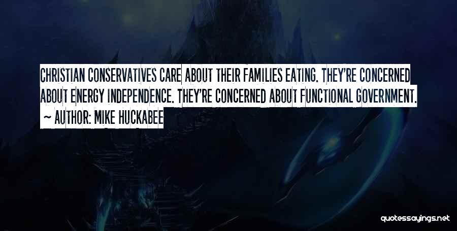 Mike Huckabee Quotes: Christian Conservatives Care About Their Families Eating. They're Concerned About Energy Independence. They're Concerned About Functional Government.