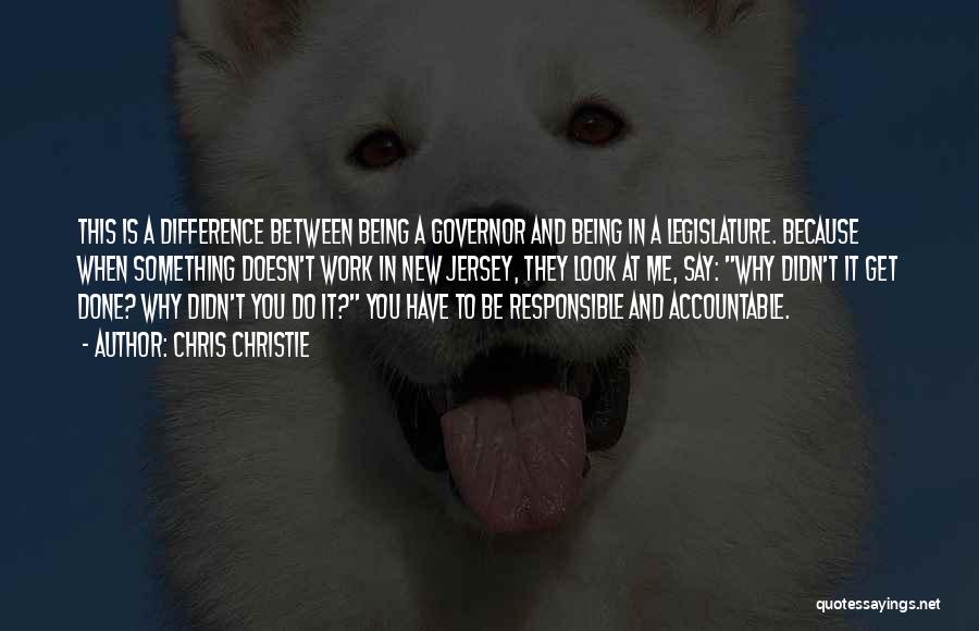 Chris Christie Quotes: This Is A Difference Between Being A Governor And Being In A Legislature. Because When Something Doesn't Work In New