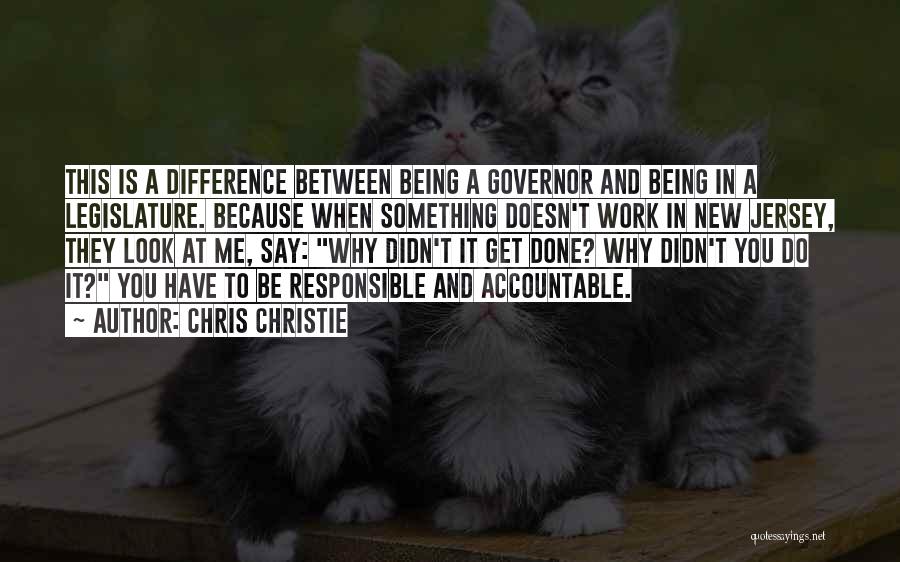 Chris Christie Quotes: This Is A Difference Between Being A Governor And Being In A Legislature. Because When Something Doesn't Work In New