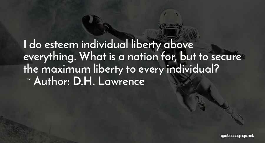 D.H. Lawrence Quotes: I Do Esteem Individual Liberty Above Everything. What Is A Nation For, But To Secure The Maximum Liberty To Every