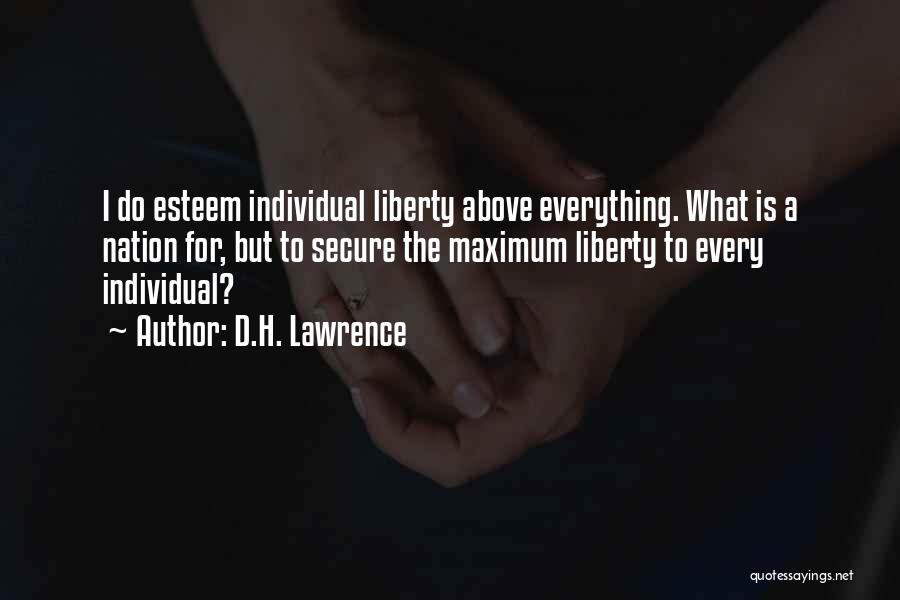 D.H. Lawrence Quotes: I Do Esteem Individual Liberty Above Everything. What Is A Nation For, But To Secure The Maximum Liberty To Every