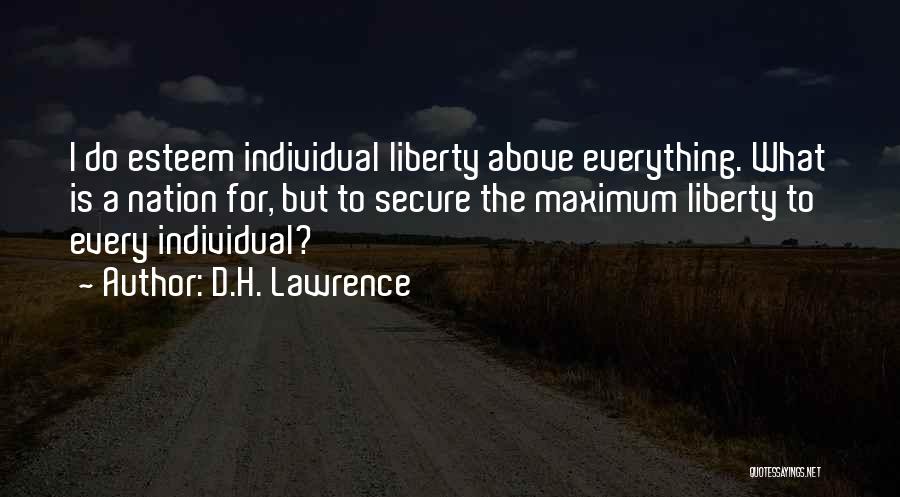 D.H. Lawrence Quotes: I Do Esteem Individual Liberty Above Everything. What Is A Nation For, But To Secure The Maximum Liberty To Every