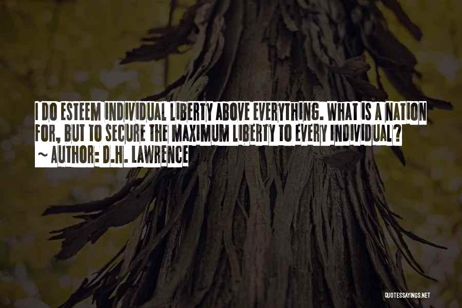 D.H. Lawrence Quotes: I Do Esteem Individual Liberty Above Everything. What Is A Nation For, But To Secure The Maximum Liberty To Every