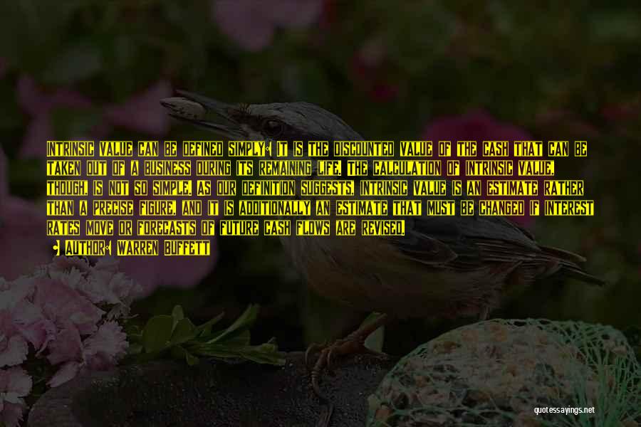 Warren Buffett Quotes: Intrinsic Value Can Be Defined Simply: It Is The Discounted Value Of The Cash That Can Be Taken Out Of